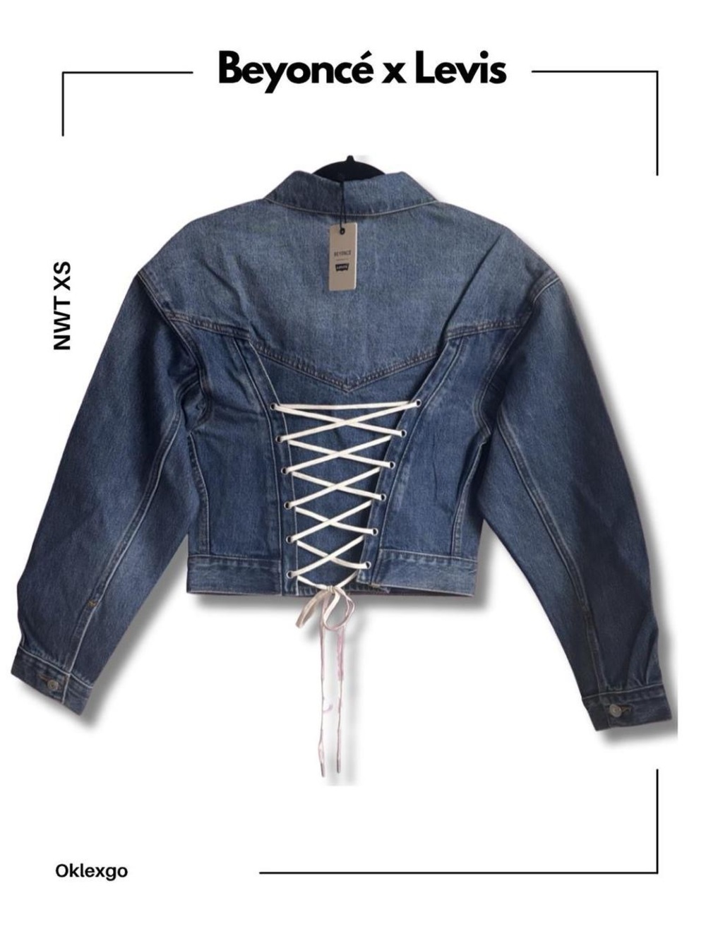 Levi's Beyoncé x Levi's Blue Denim Lace-Up Back Jean Jacket NWT